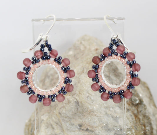 Daisy Flower earrings-Dusty pink