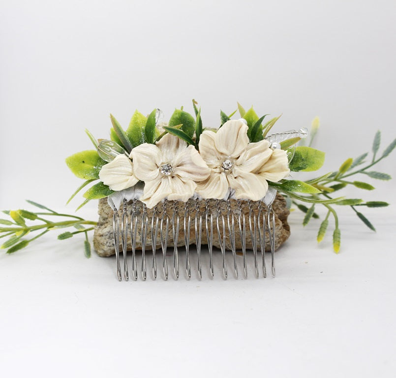 Ivory Flower Hair Comb
