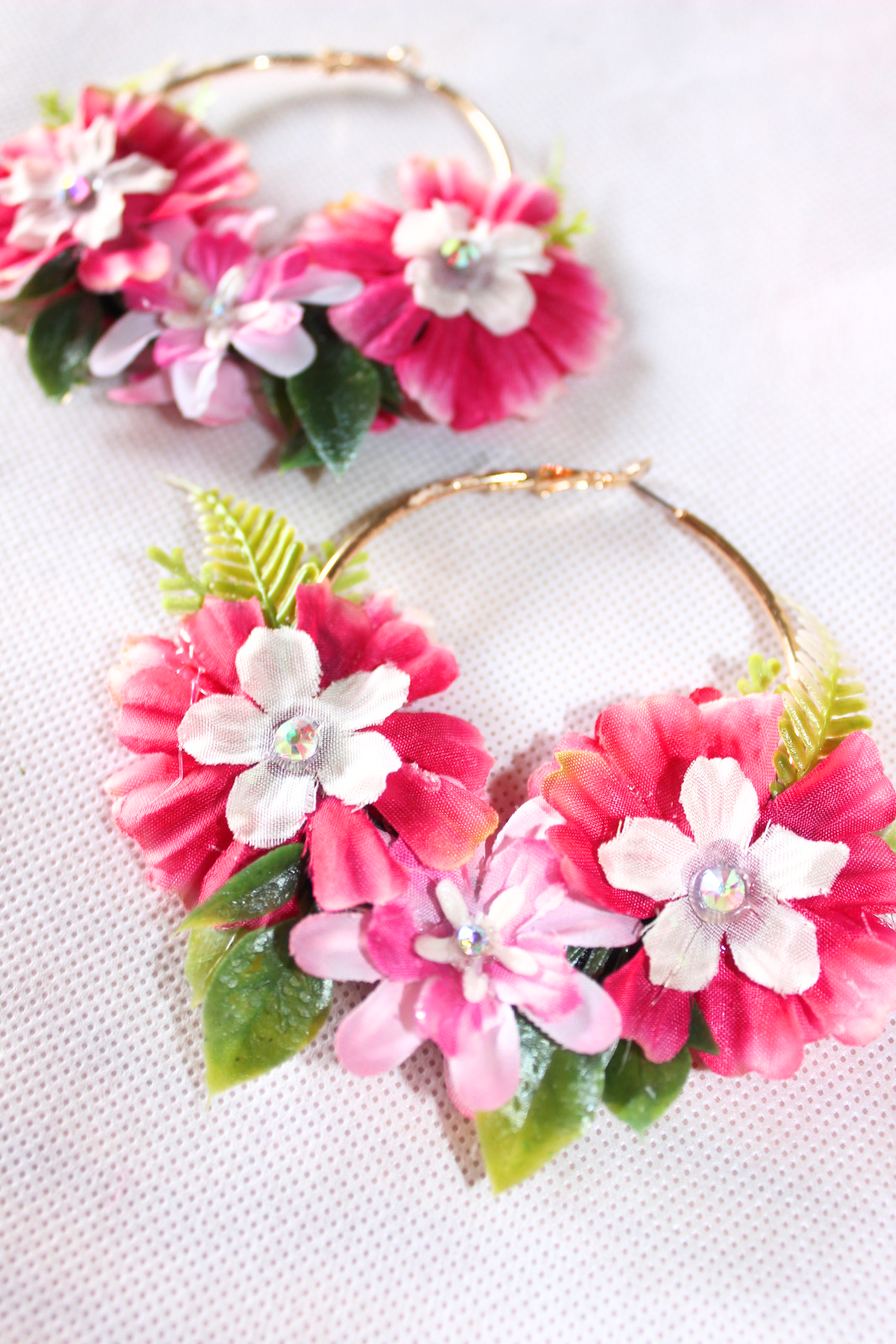 Pink Blossom Medium Hooped Earrings